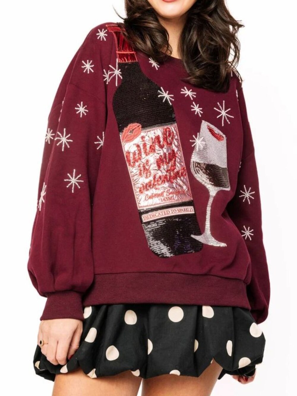 Queen Of Sparkles Maroon Wine Is My Valentine Sweatshirt